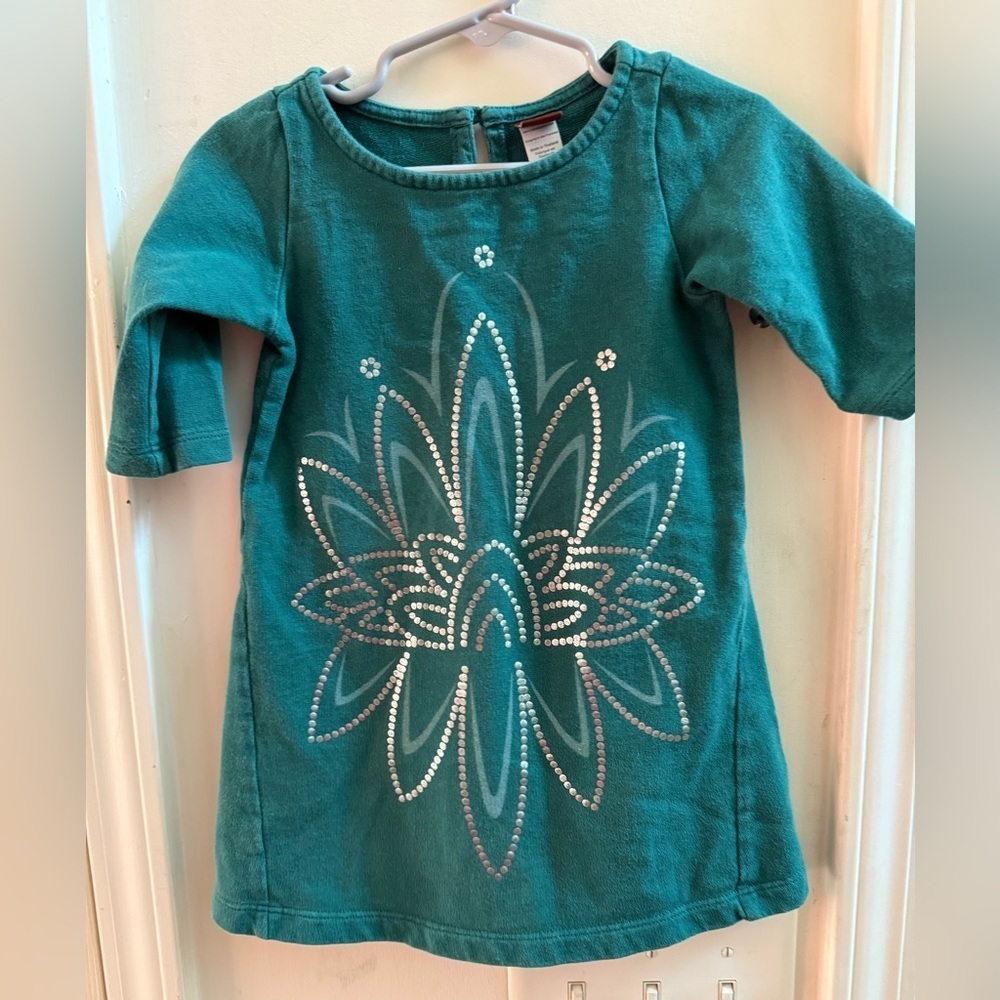 Tea Collection Jade Green Lotusblute Graphic Dress